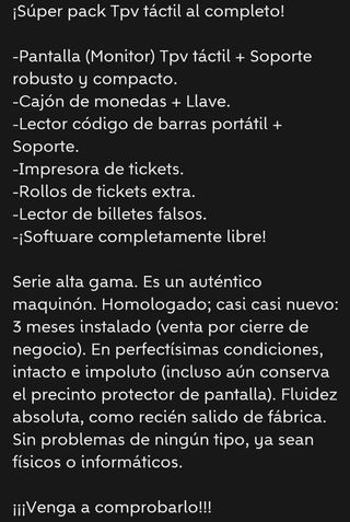 ¡CHOLLO! - TPV COMPLETO - SEMINUEVO -ALTA GAMA-