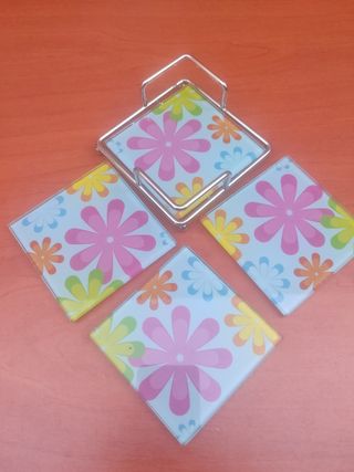 Juego posavasos vidrio alta calidad 