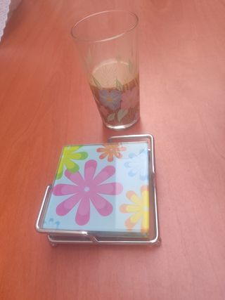 Juego posavasos vidrio alta calidad 