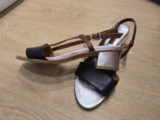 Sandalias Lotusse tacón - marrón plata