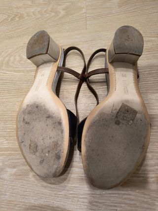 Sandalias Lotusse tacón - marrón plata