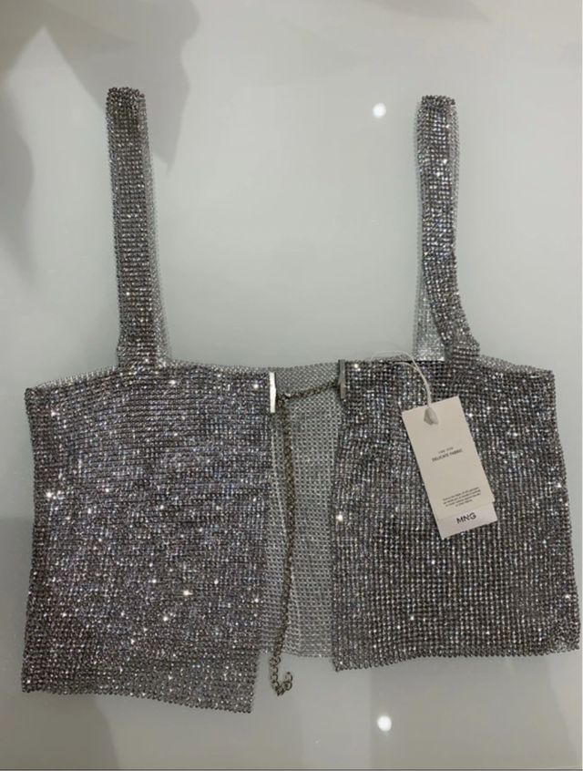 Top Mango Cristales plata