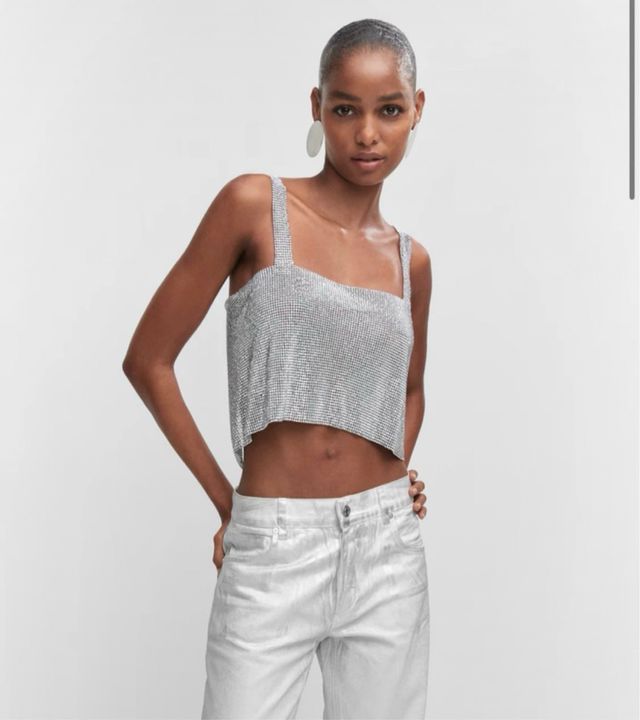 Top Mango Cristales plata