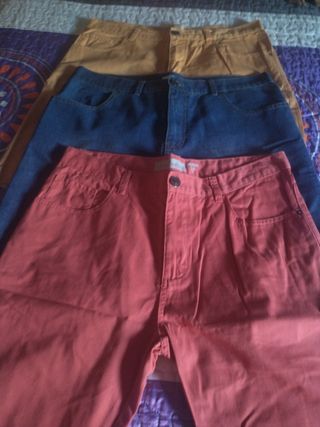 3 Bermudas Hombre - Rojo, Azul, Mostaza