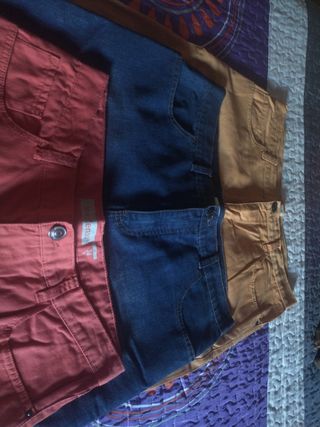 3 Bermudas Hombre - Rojo, Azul, Mostaza