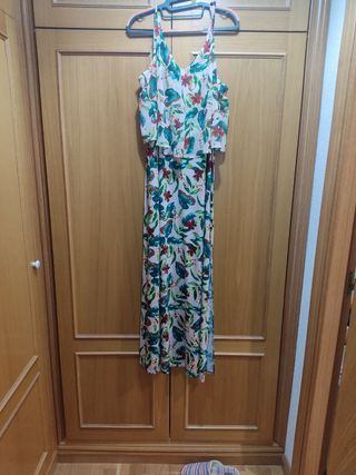 Vestido largo estampado flores verano