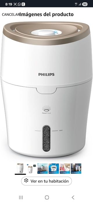 Humidificador Philips 2000 Serie - Blanco/Dorado.