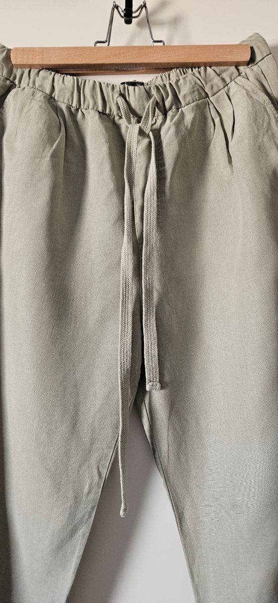 Pantalón con Lino Zara - Verde Mujer