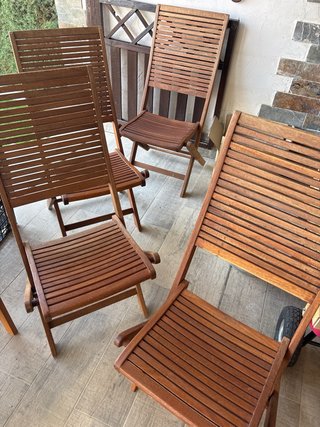 4 Silla plegable de teca 4 silla de jardin