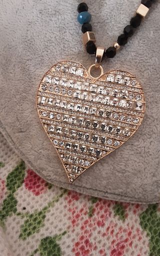 Collana cuore strass oro | bijoux