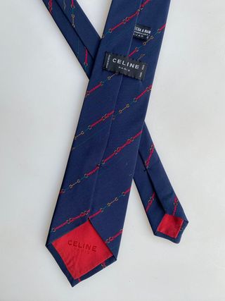 Corbata Celine Paris seda azul roja