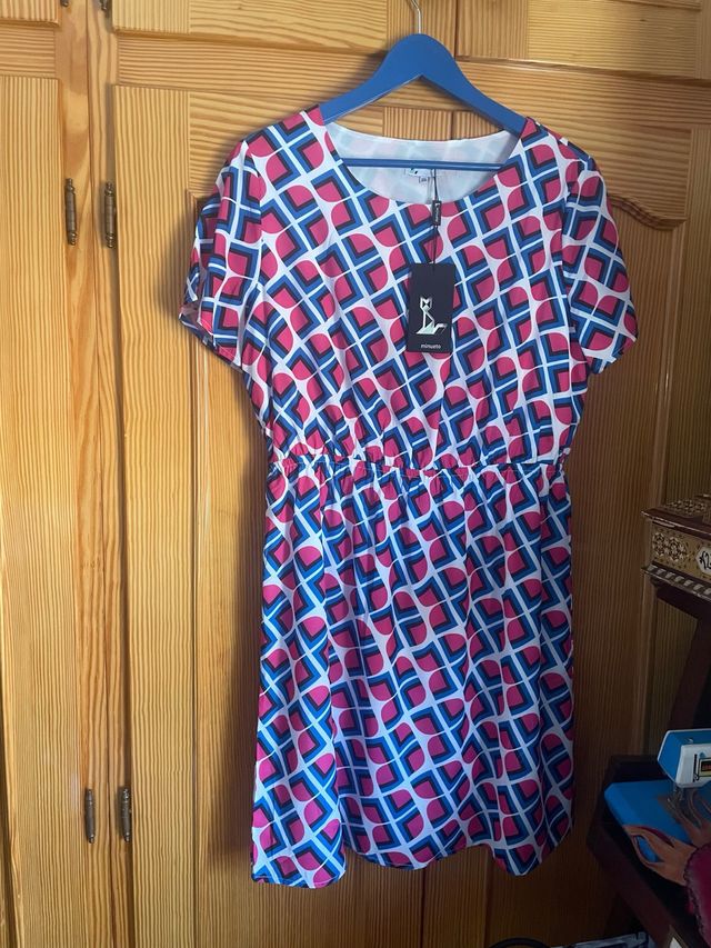 Vestido Minueto XXL - Azul y Rosa