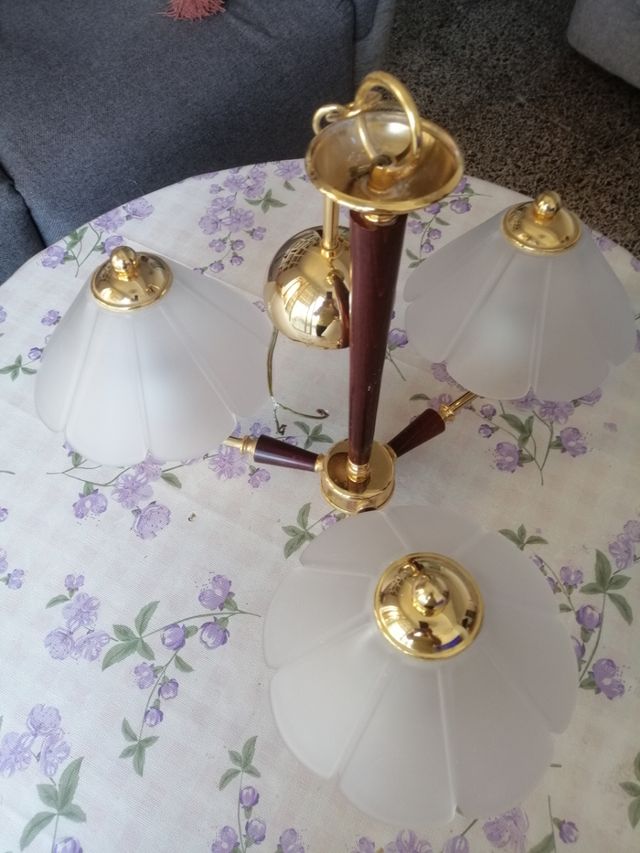 Lámpara techo 3 tulipas - marrón, dorado