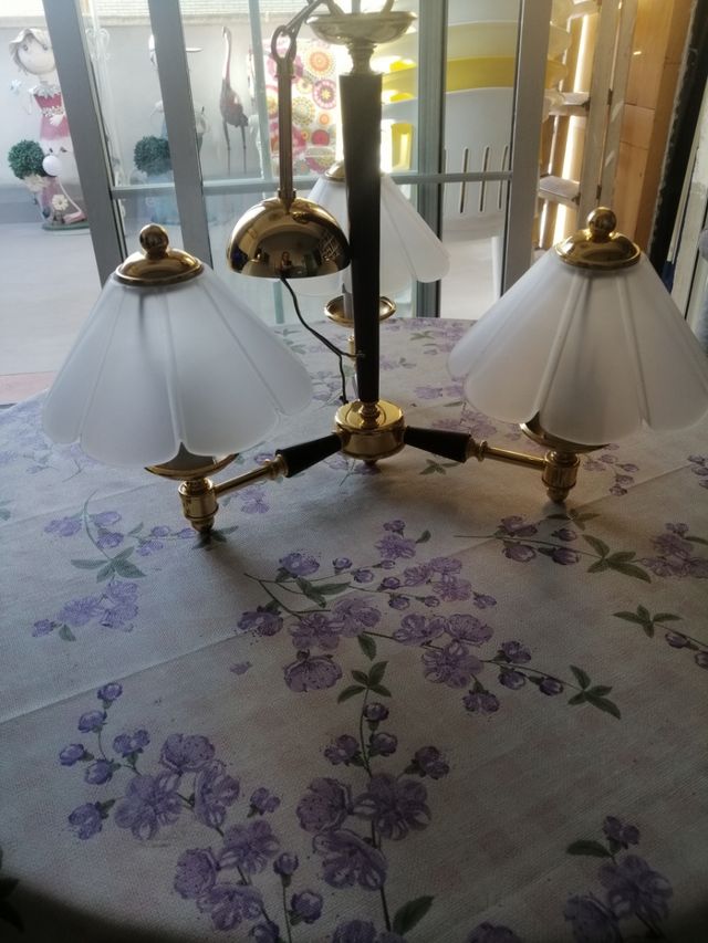 Lámpara techo 3 tulipas - marrón, dorado