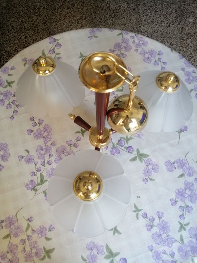 Lámpara techo 3 tulipas - marrón, dorado