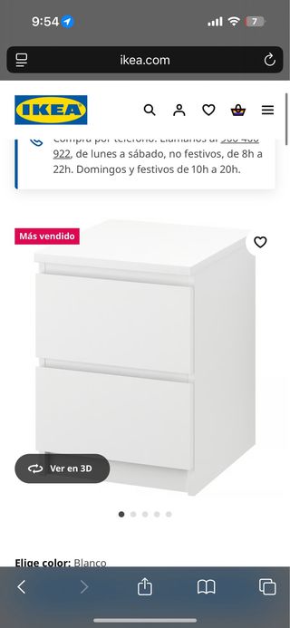 Mesita Ikea 2 cajones - Blanca