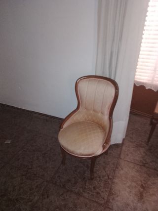 Silla vintage beige y marrón