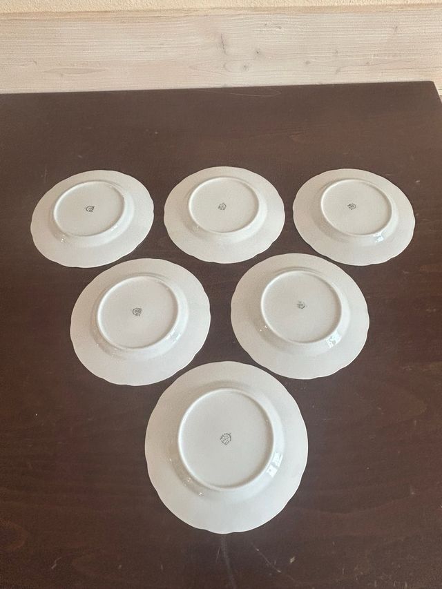 6 Piattini Dolce - Porcellana Rosa/Bianco