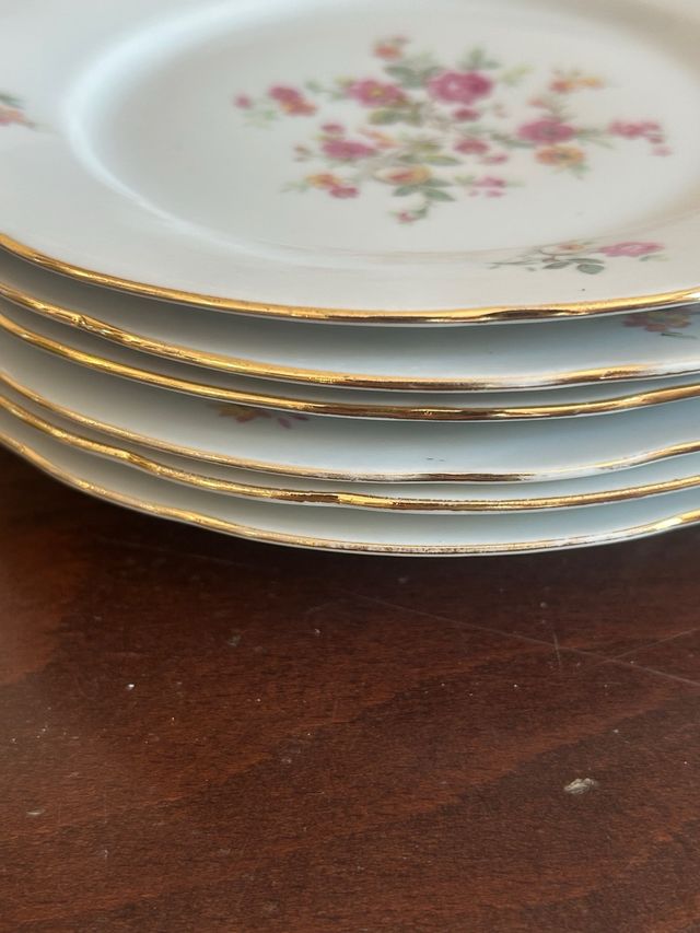 6 Piattini Dolce - Porcellana Rosa/Bianco