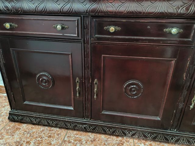 Taquillón madera marmol antiguo