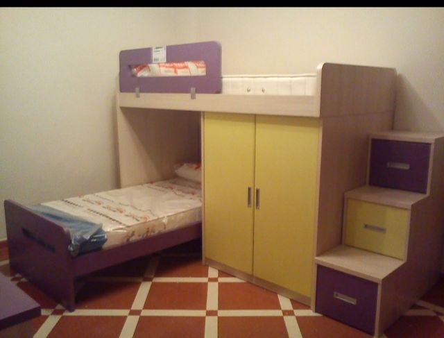 Litera/cama infantil morada-verde