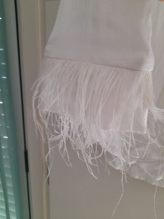 Blusa blanca plumas - Zara