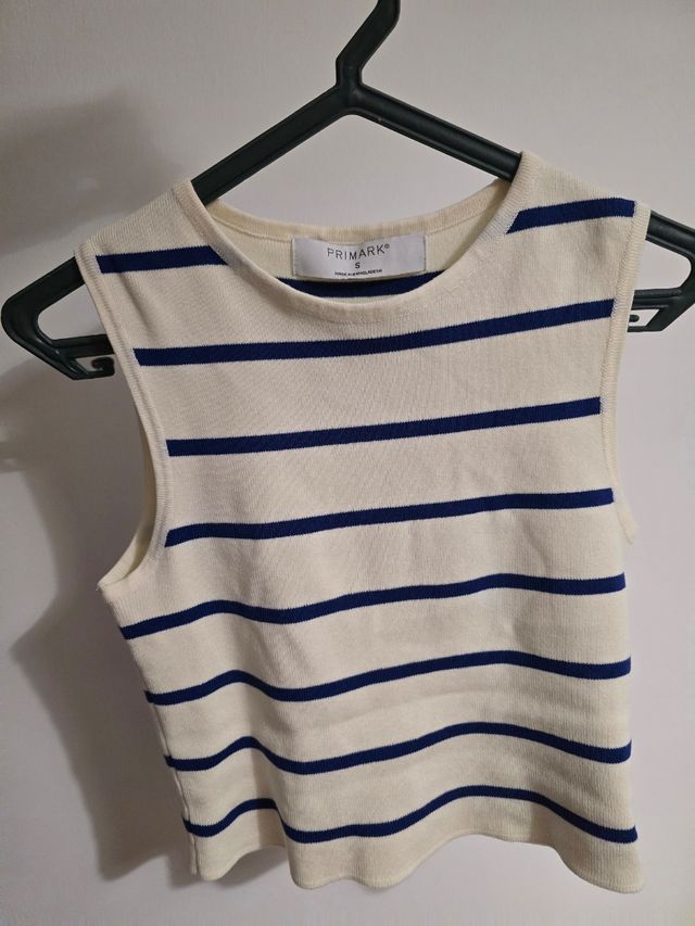 Top Primark Listrado Azul e Branco