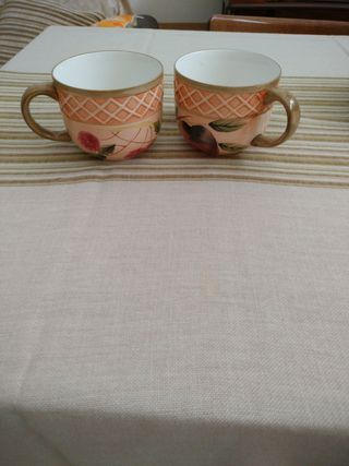 2 Tazzine Ceramica Beige Arancio