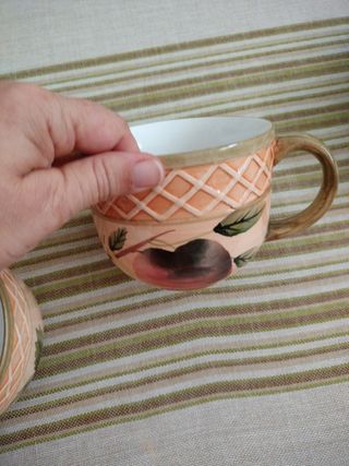 2 Tazzine Ceramica Beige Arancio