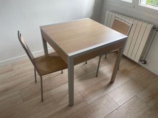 Mesa cocina 2 sillas - Madera aluminio