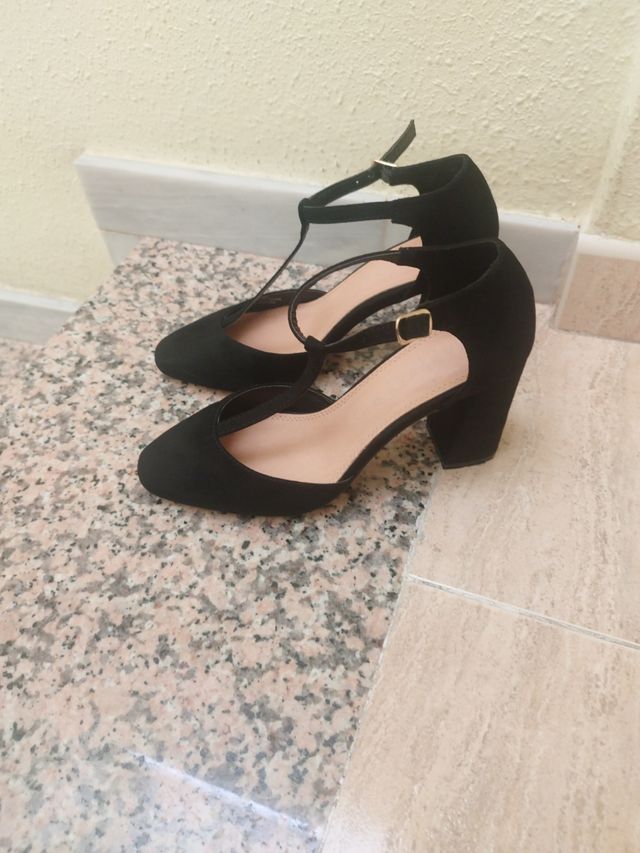 Sandalias negras tacón - zapatos mujer