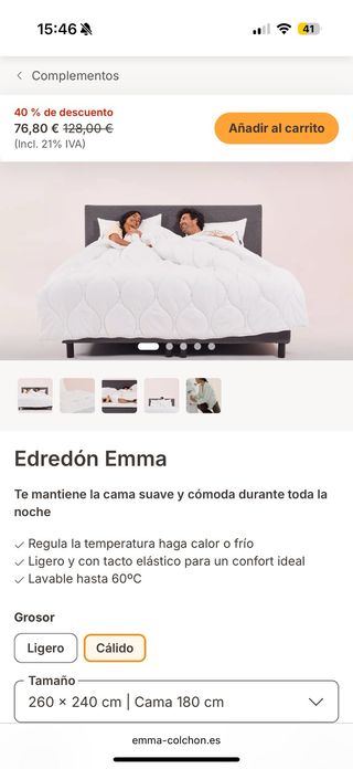 Edredón Emma - Cálido - camas de hasta 180