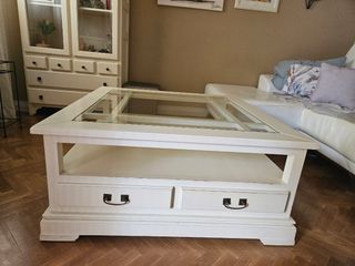 Precio negociable  Mesa centro blanca madera pino