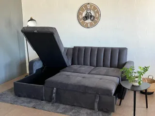 Sofá Cama - Arcón y respaldo reclinable