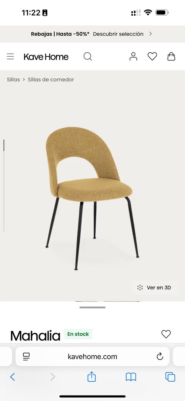 Silla comedor Kave Home Mahalia mostaza