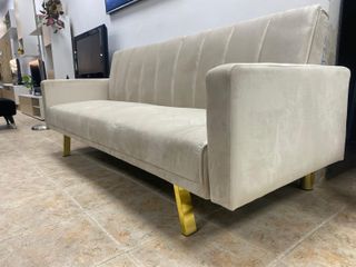 Sofá cama con respaldos reclinables -beige-