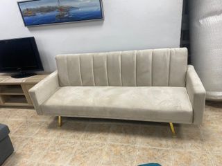 Sofá cama con respaldos reclinables -beige-