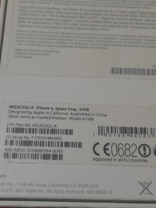 SCATOLA ORIGINALE APPLE iPhone 6 A1586 