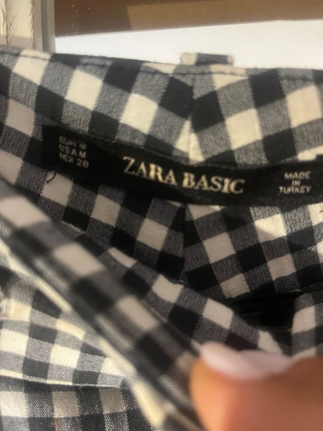 Pantalón Zara vichy blanco-negro