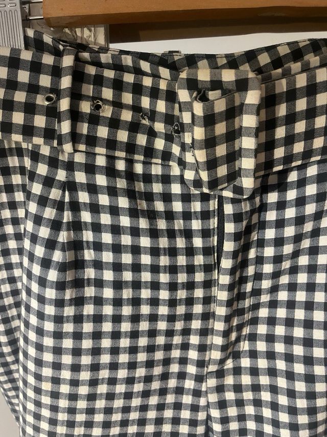 Pantalón Zara vichy blanco-negro