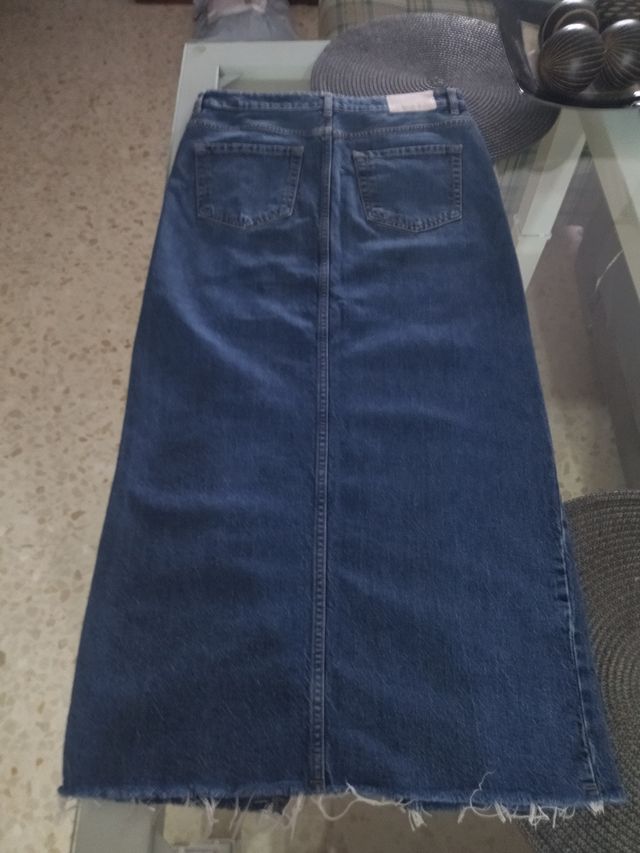 Falda vaquera larga azul