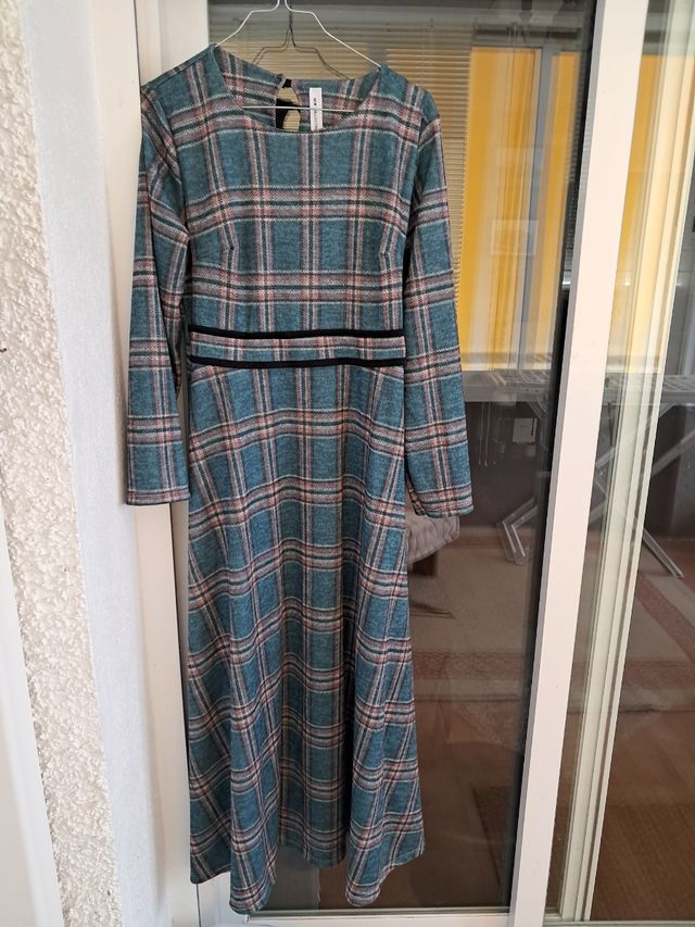 Vestido cuadros talla L - entretiempo