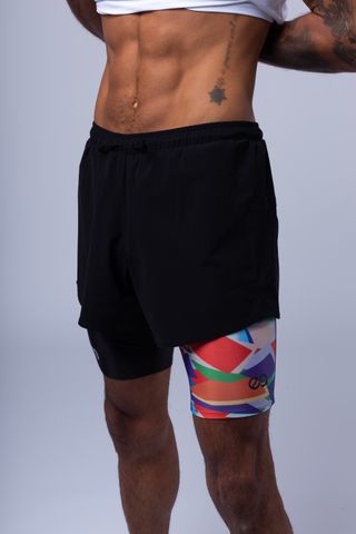 Shorts running Beam - negros y multicolor