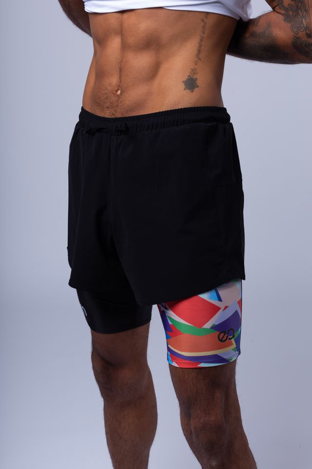 Shorts da corsa Beam - neri e multicolori