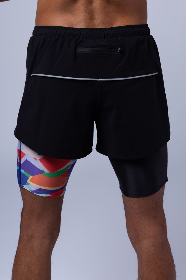 Shorts da corsa Beam - neri e multicolori