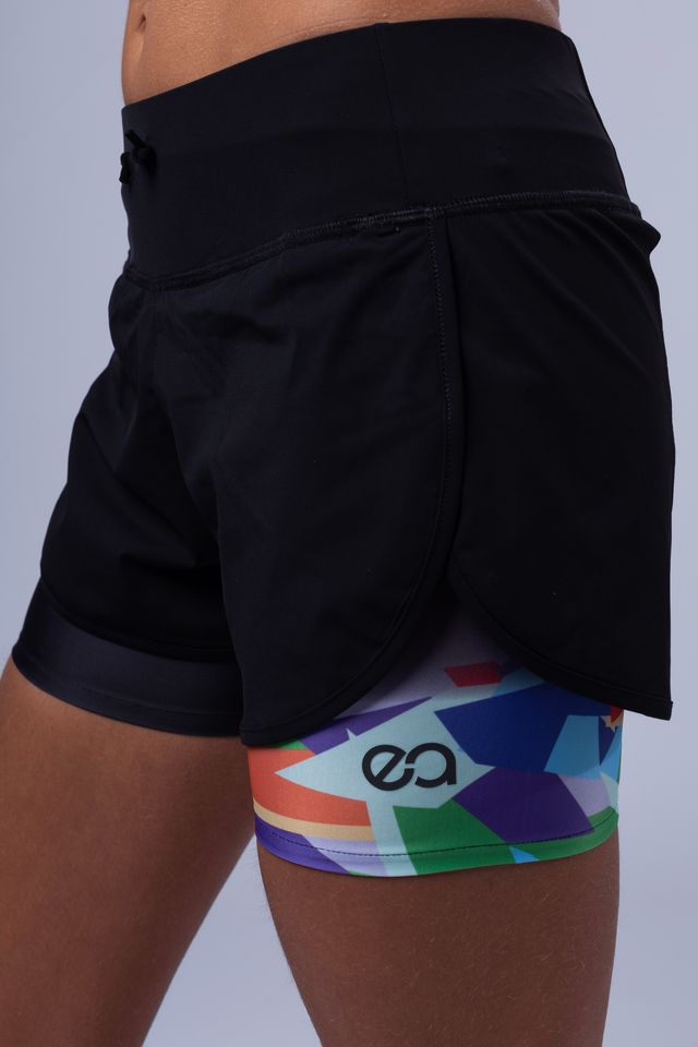Shorts da corsa Beam - neri e multicolori
