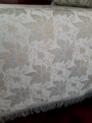 Colcha cama 135cm beige y azul