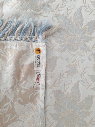 Colcha cama 135cm beige y azul