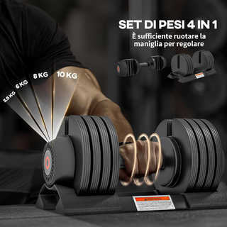 Set 2 Pesi Regolabili con Spazio Porta Manubri e I