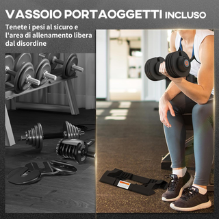 Set 2 Pesi Regolabili con Spazio Porta Manubri e I